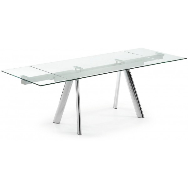 Mesa diseño moderno extensible de 160 cm(240 cm.)de cristal ... Mesa rectangular acero moderna